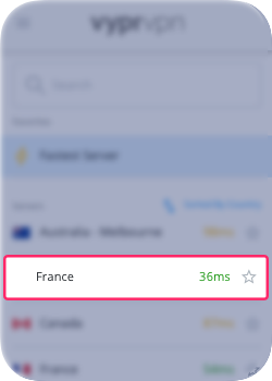 3. Wählen Sie Frankreich aus der Liste aus